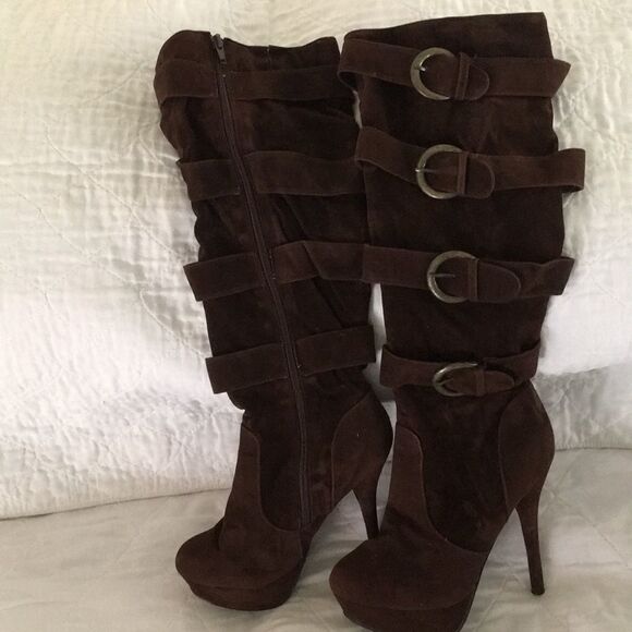 Boots Brown suede knee-high boots size 7.5 - Picture 1 of 7